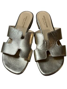 Andrea Carrano gold metallic leather H sandals Made in Italy